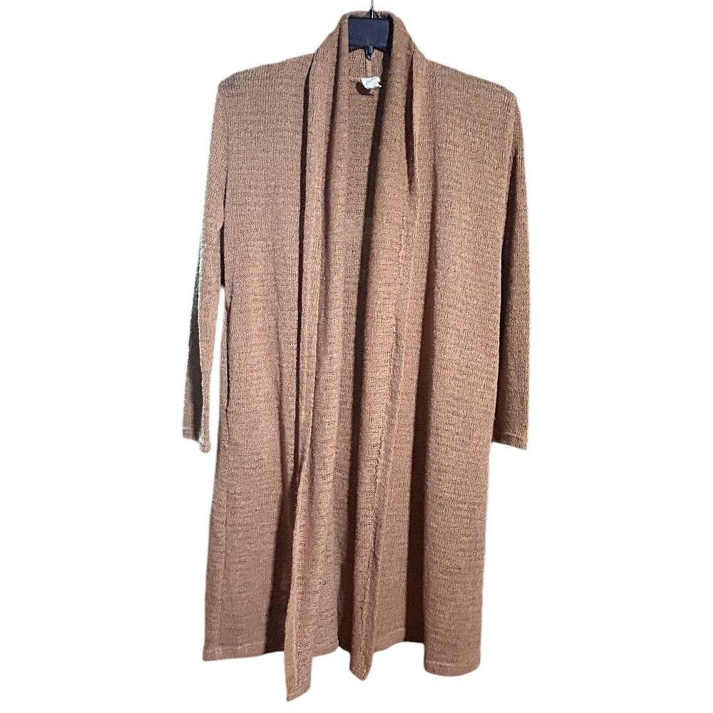 Flawless Mid Length Waffle Knit Gold Cardigan Small